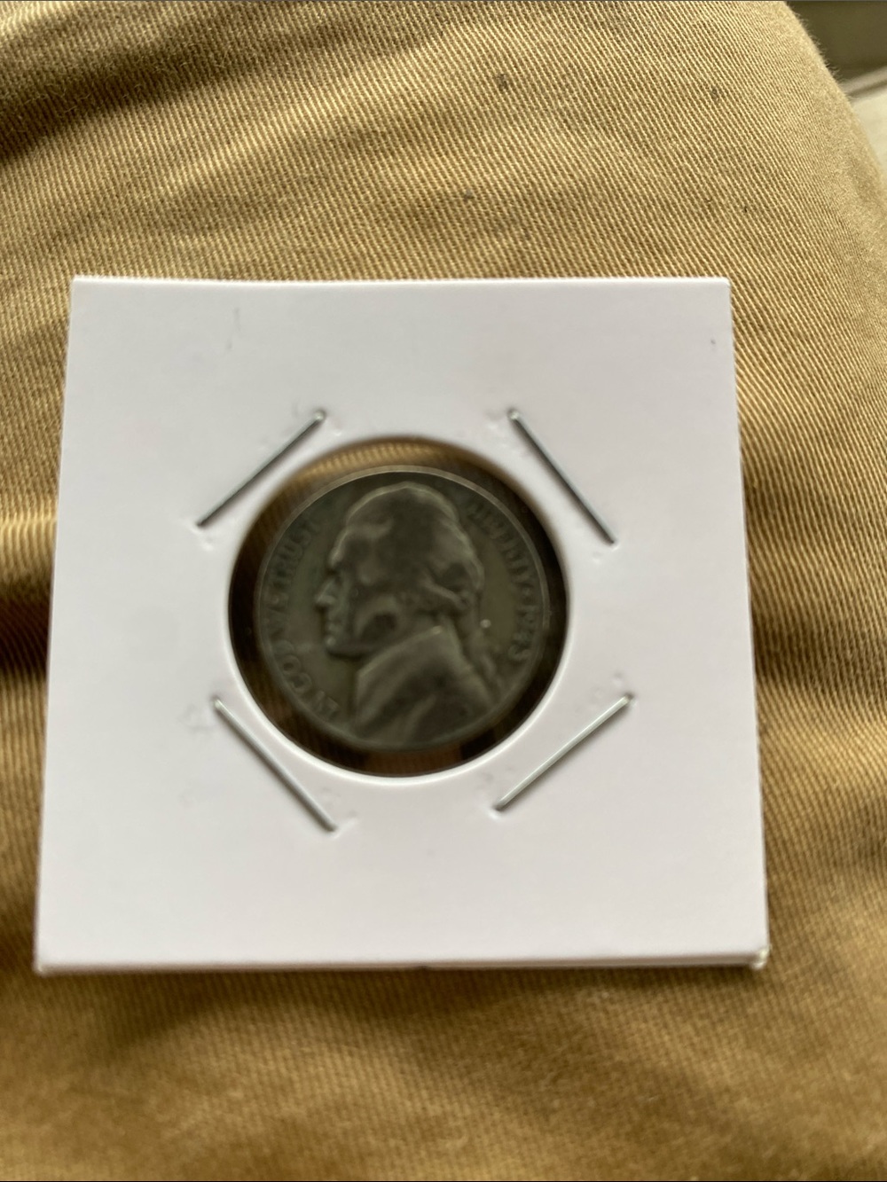 1943 Jefferson Nickel in White Card Holder